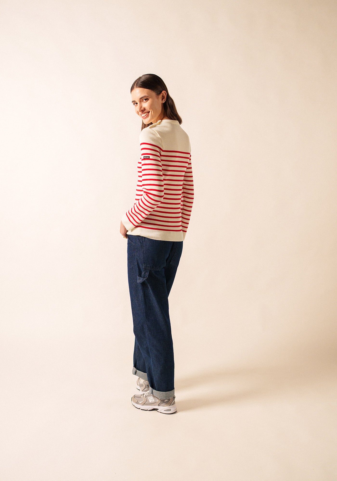 Marée authentic striped sailor jumper - slim fit, in wool (ECUME/TULIPE)