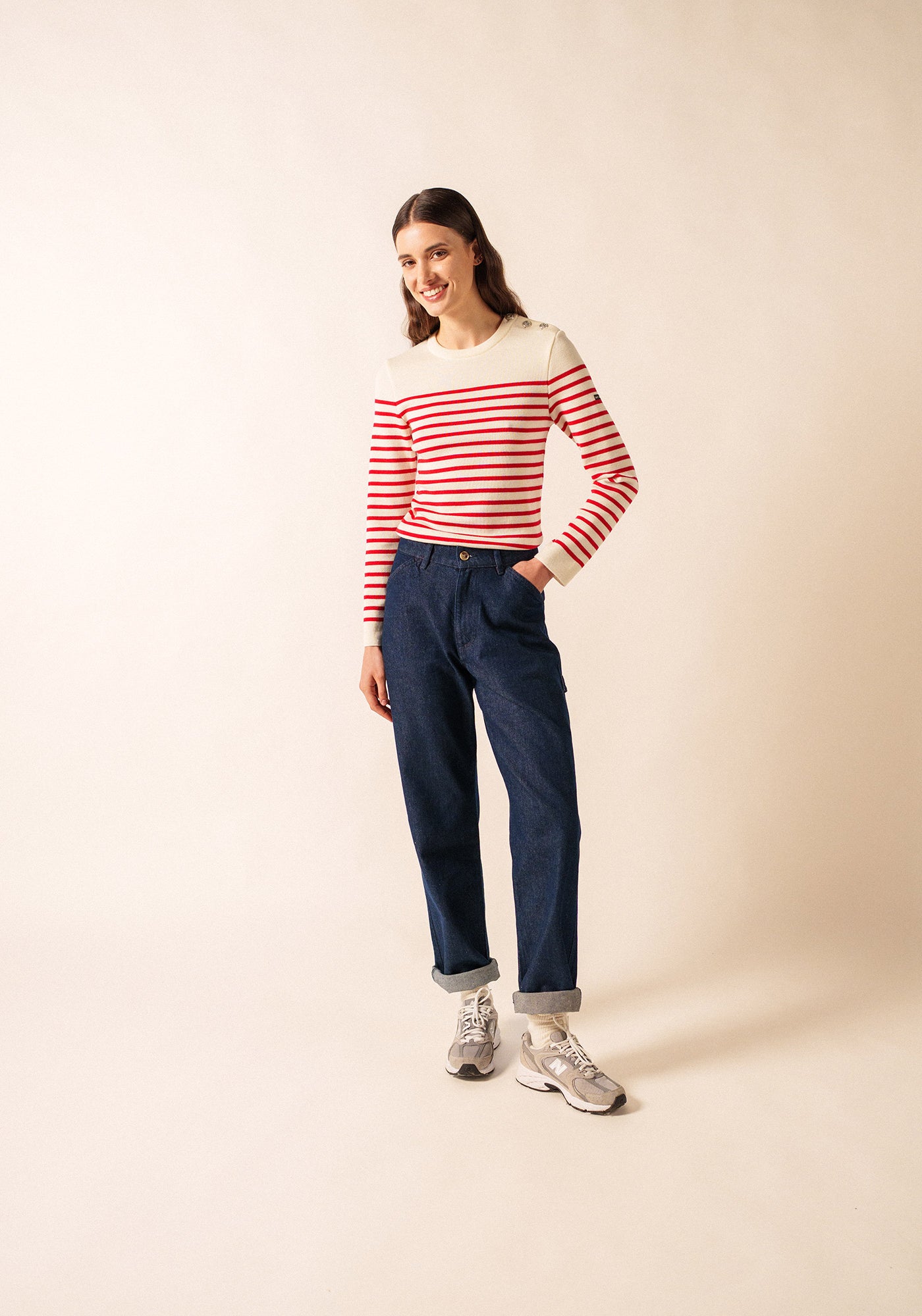 Marée authentic striped sailor jumper - slim fit, in wool (ECUME/TULIPE)