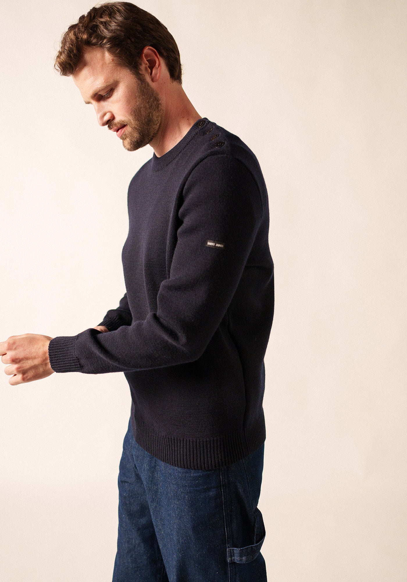Cancale sailor jumper - regular fit, in pure new wool (NAVY)