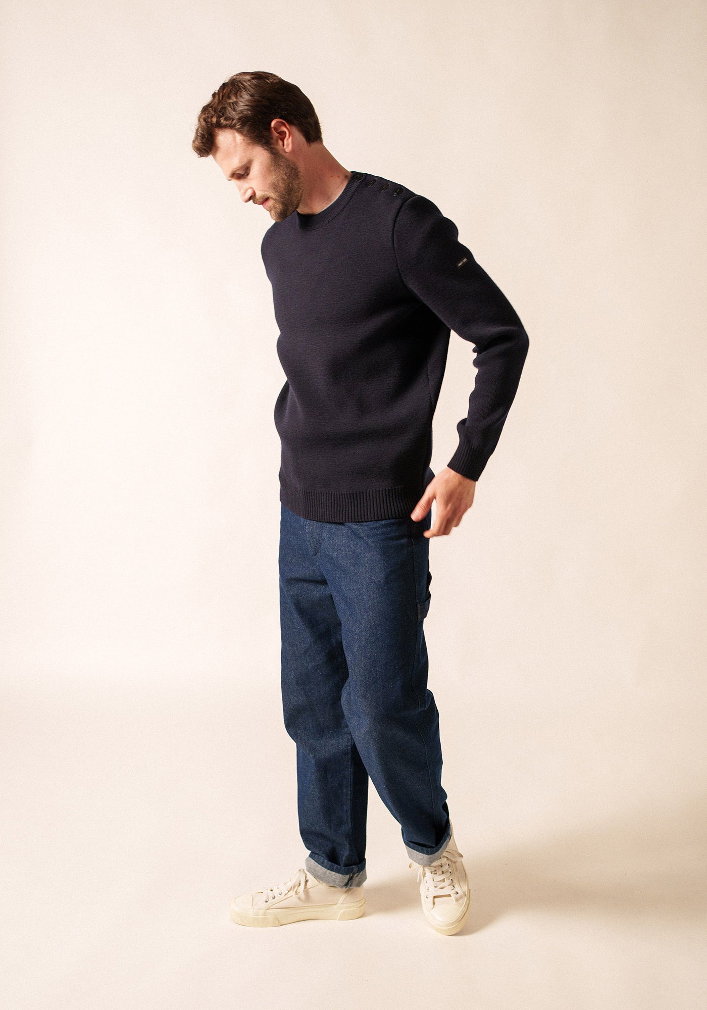 Cancale sailor jumper - regular fit, in pure new wool (NAVY)