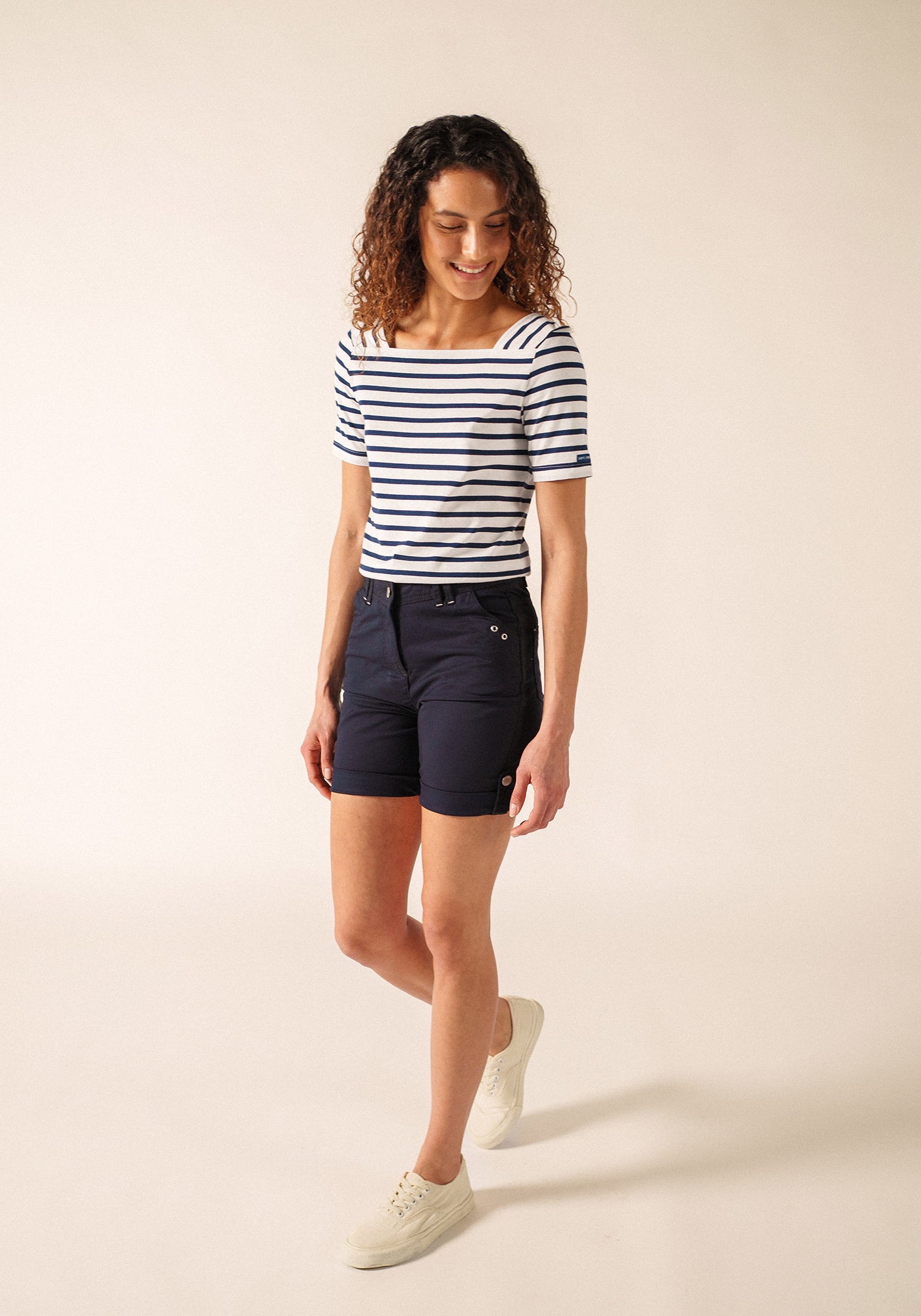 Camisa bretona de algodón Pléneuf (NEIGE/MARINE)