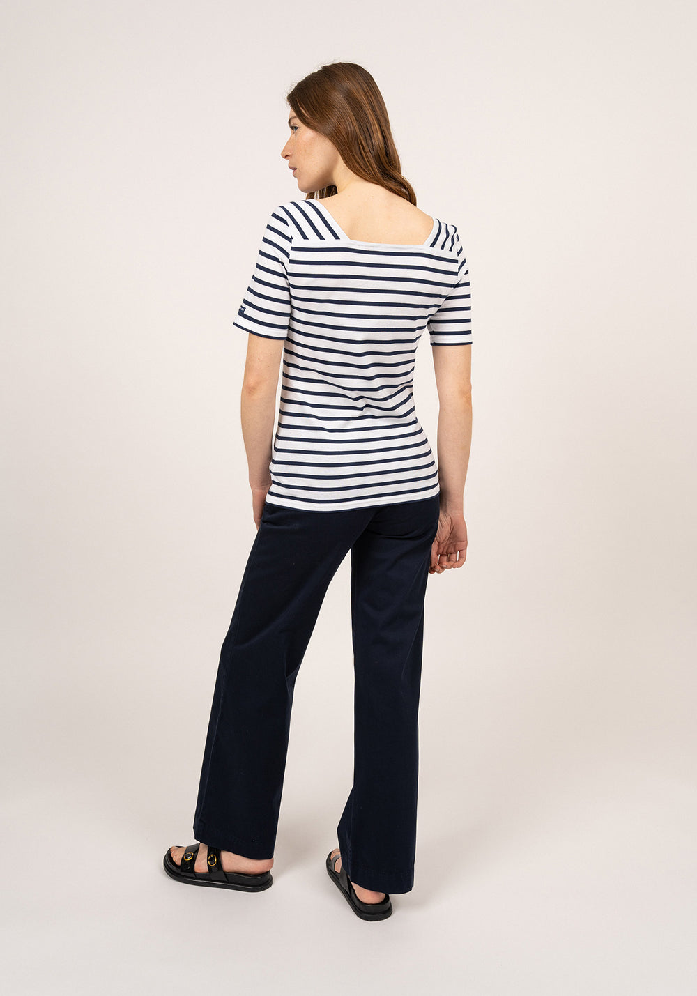 Pléneuf cotton Breton shirt (NEIGE/MARINE)
