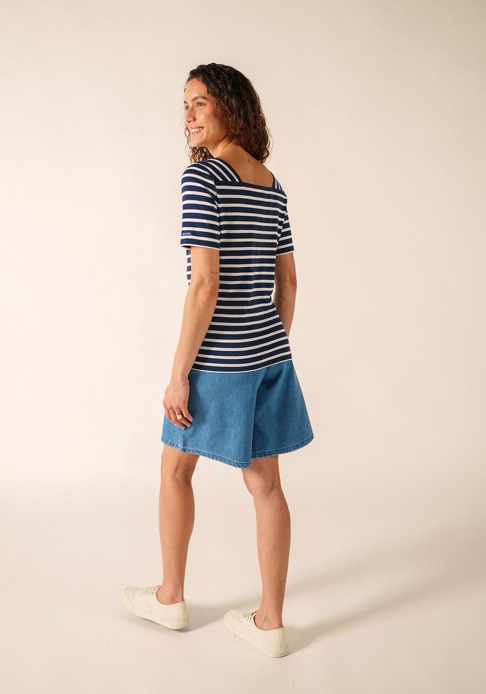 Camisa bretona de algodón Pléneuf (MARINE/NEIGE)