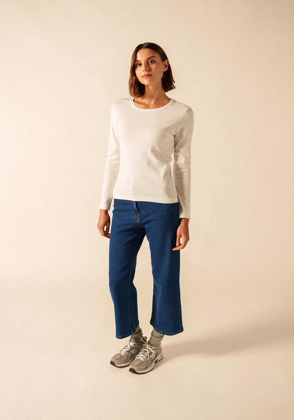 Celina long sleeve t-shirt - round neck, in cotton (ECUME)