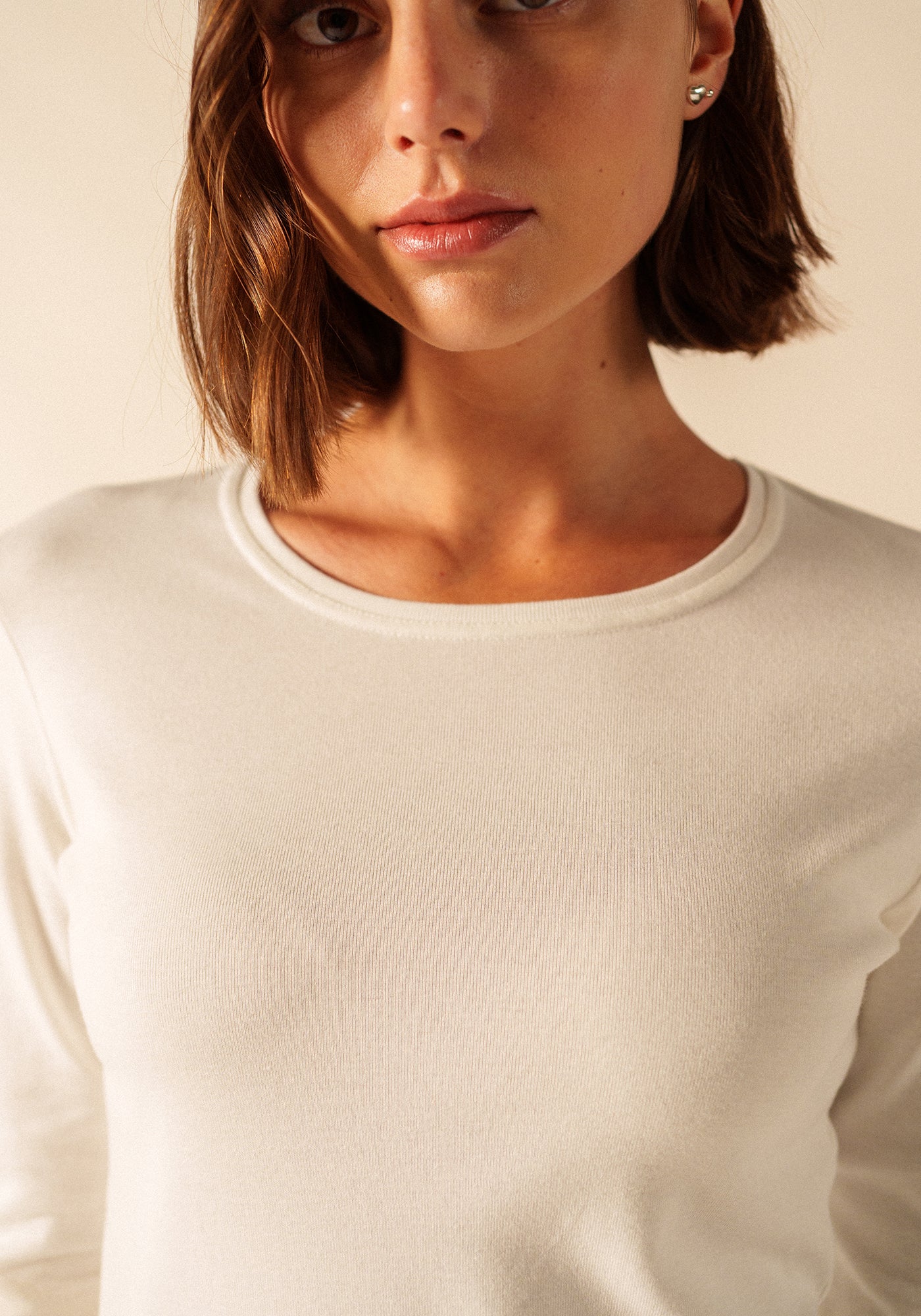 Celina long sleeve t-shirt - round neck, in cotton (ECUME)
