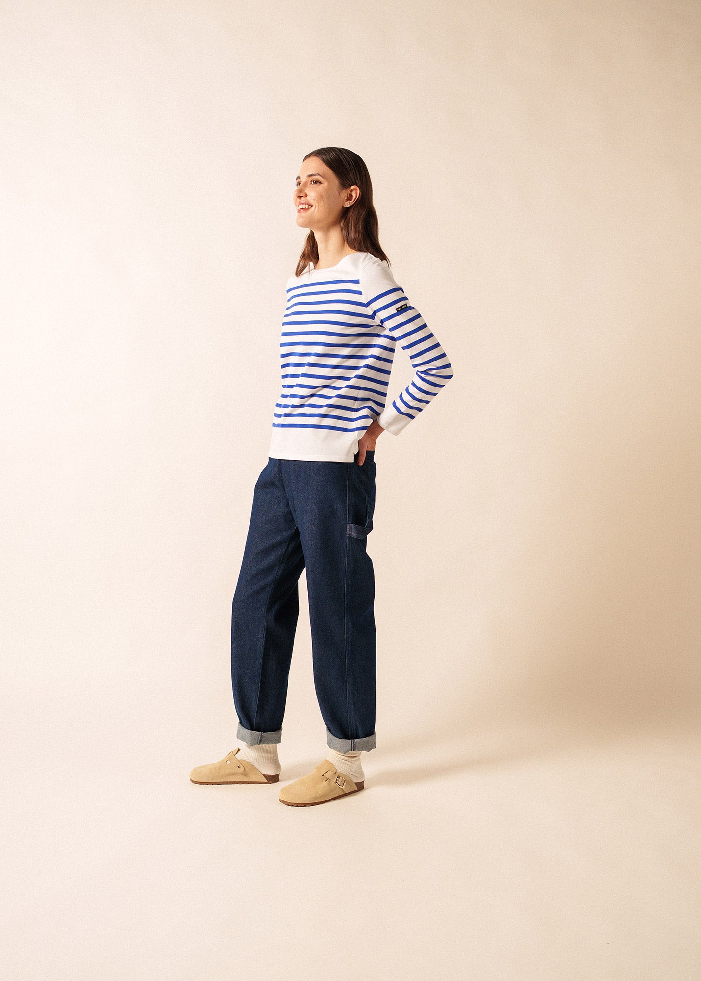 Naval woman authentic striped sailor shirt in combed cotton