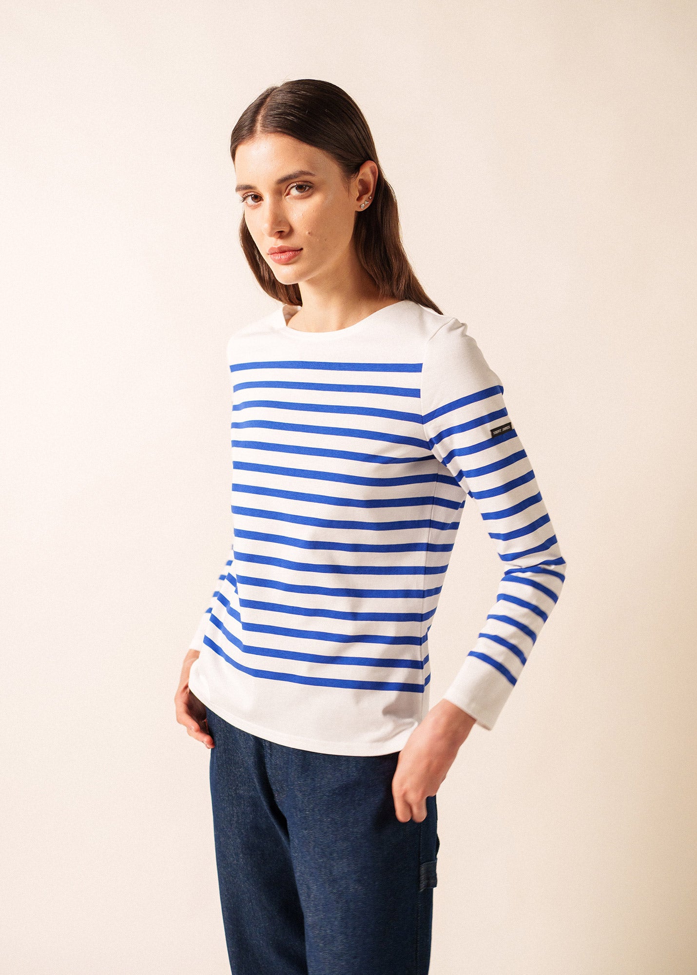 SAINT JAMES カットソー NAVAL Naval woman authentic striped sailor shirt in combed cotton