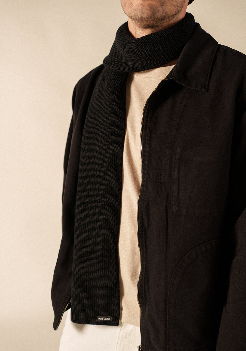 Canoe scarf - in purl knit (NOIR)