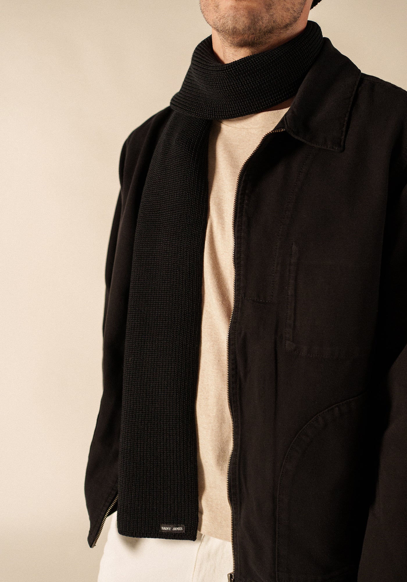 Bufanda canoa - en punto liso (NOIR)