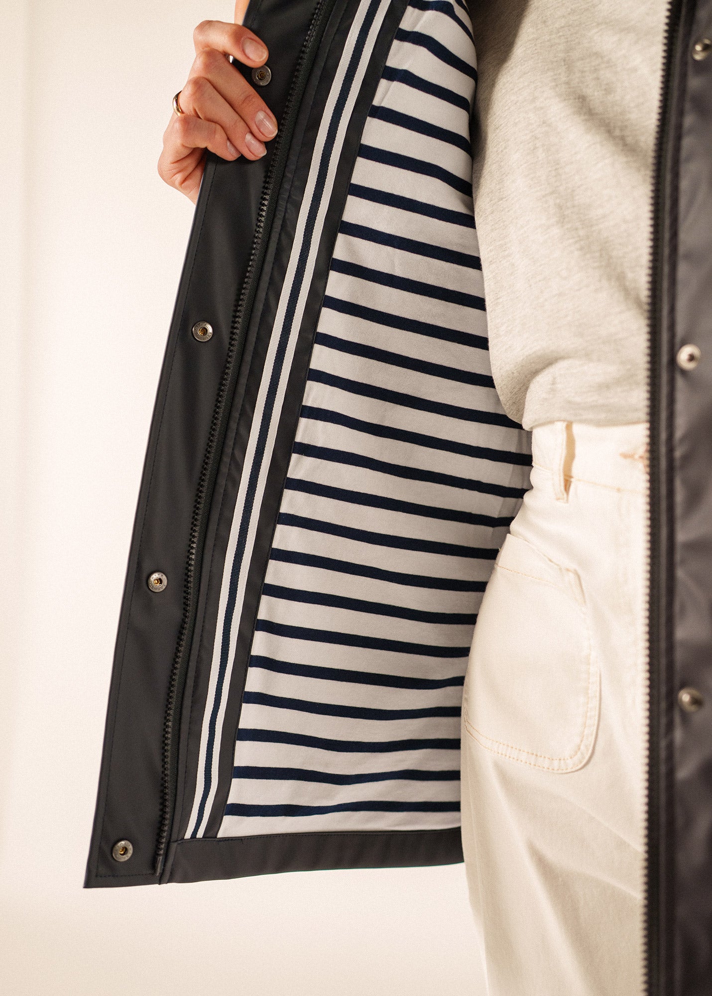 Ste Morgane parka waterproof, striped jersey lining | SAINT JAMES