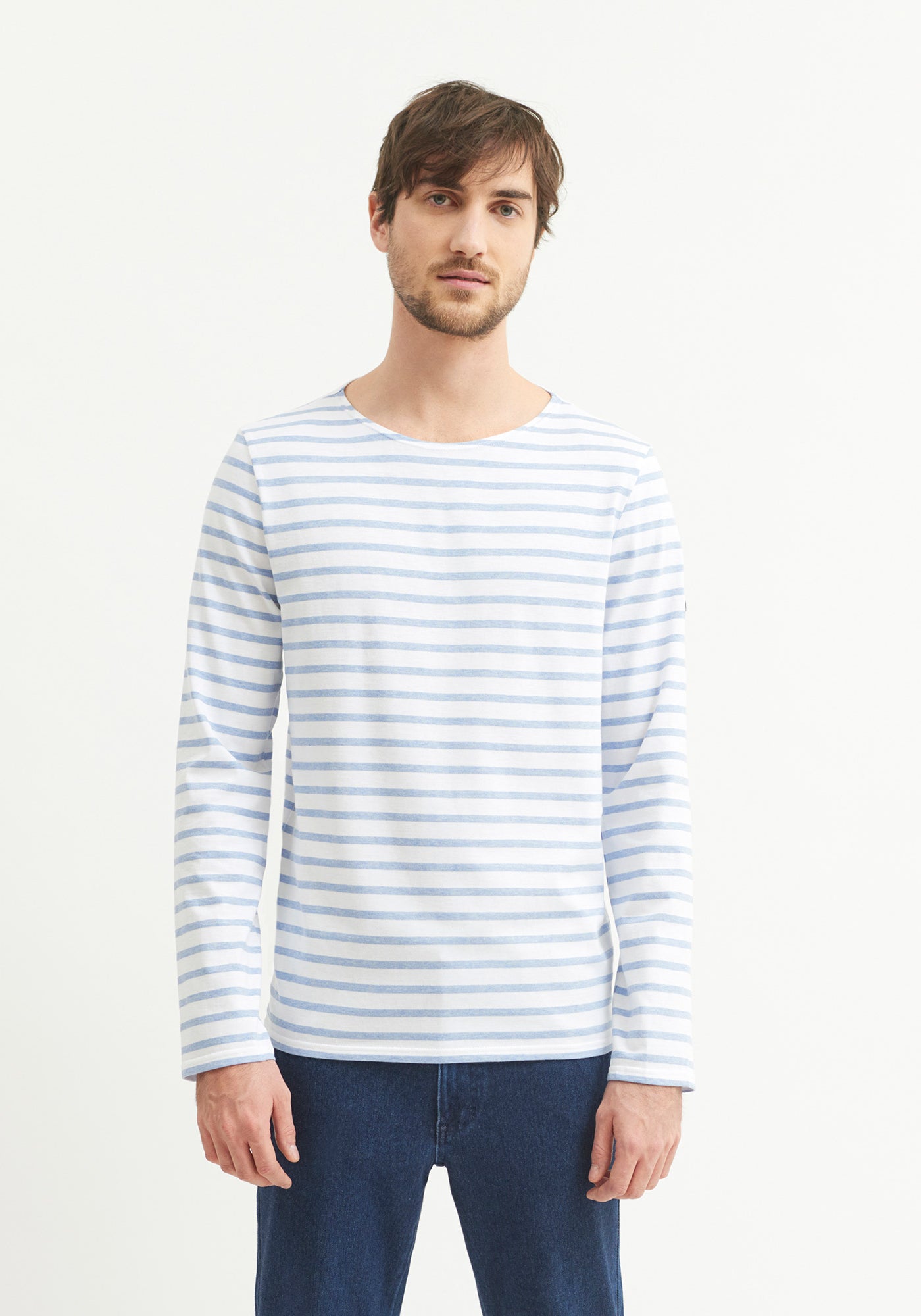 Minquiers Breton shirt (NEIGE/DENIM)