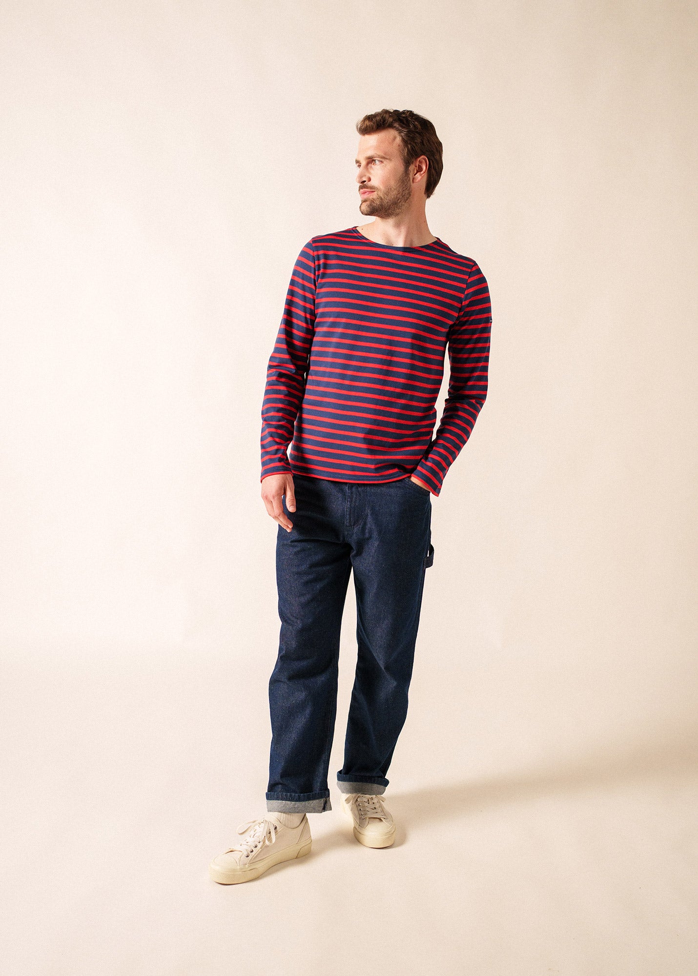 Minquiers unisex striped sailor shirt regular fit, in light cotton