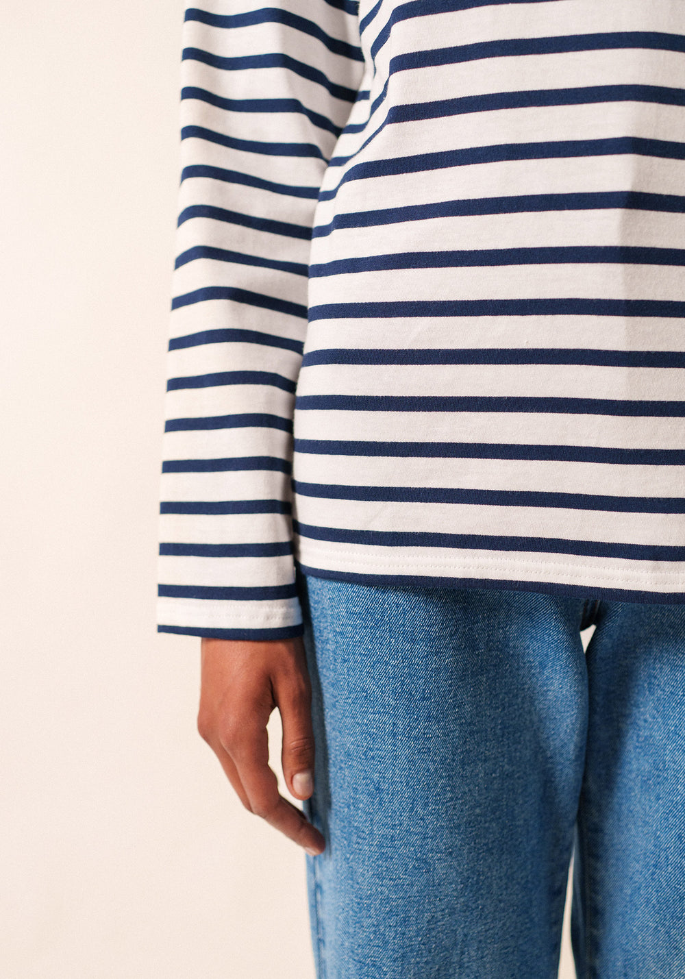 Minquiers Breton shirt (NEIGE/MARINE)