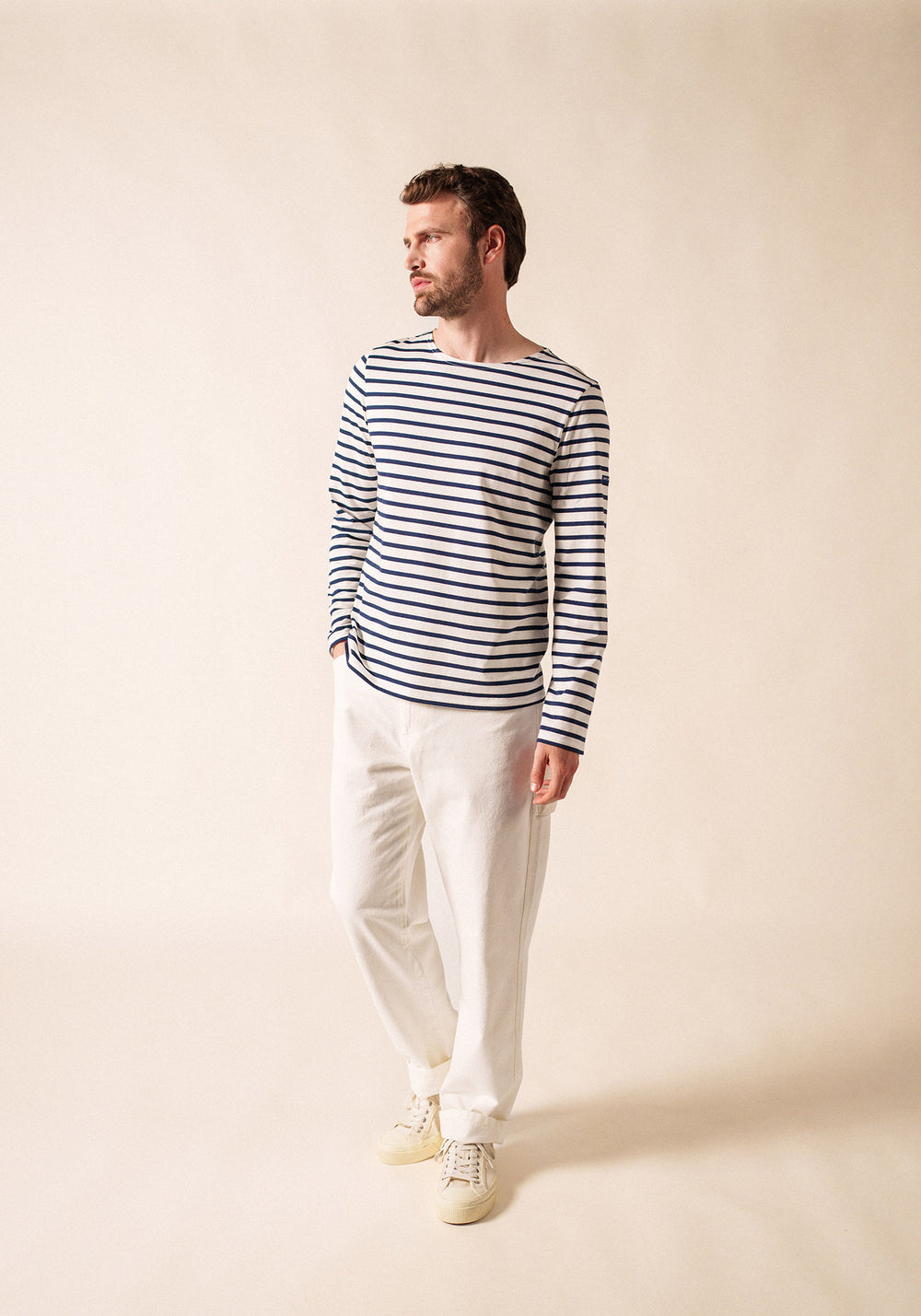 Minquiers Breton shirt (NEIGE/MARINE)