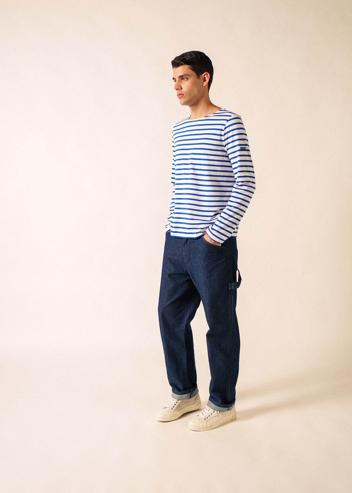 Minquiers unisex striped sailor shirt regular fit, in light cotton