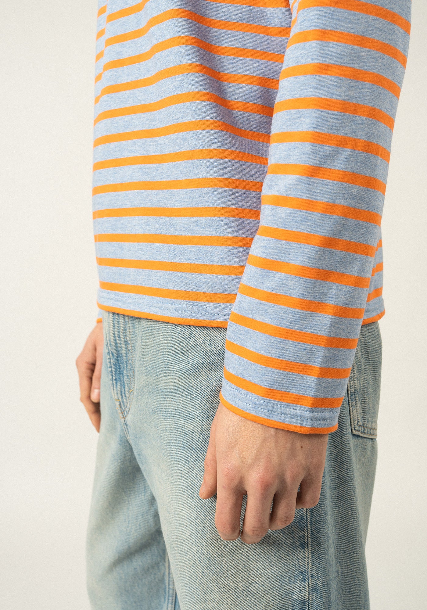 Minquiers Breton shirt (DENIM/ORANGE FLUO)