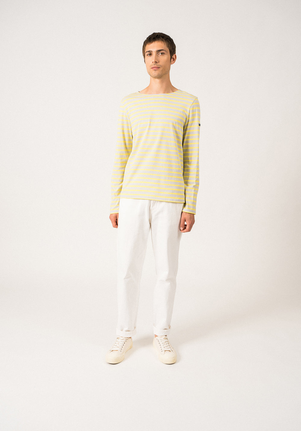 Minquiers Breton shirt (GRIS LIGHT/ACIDULE)