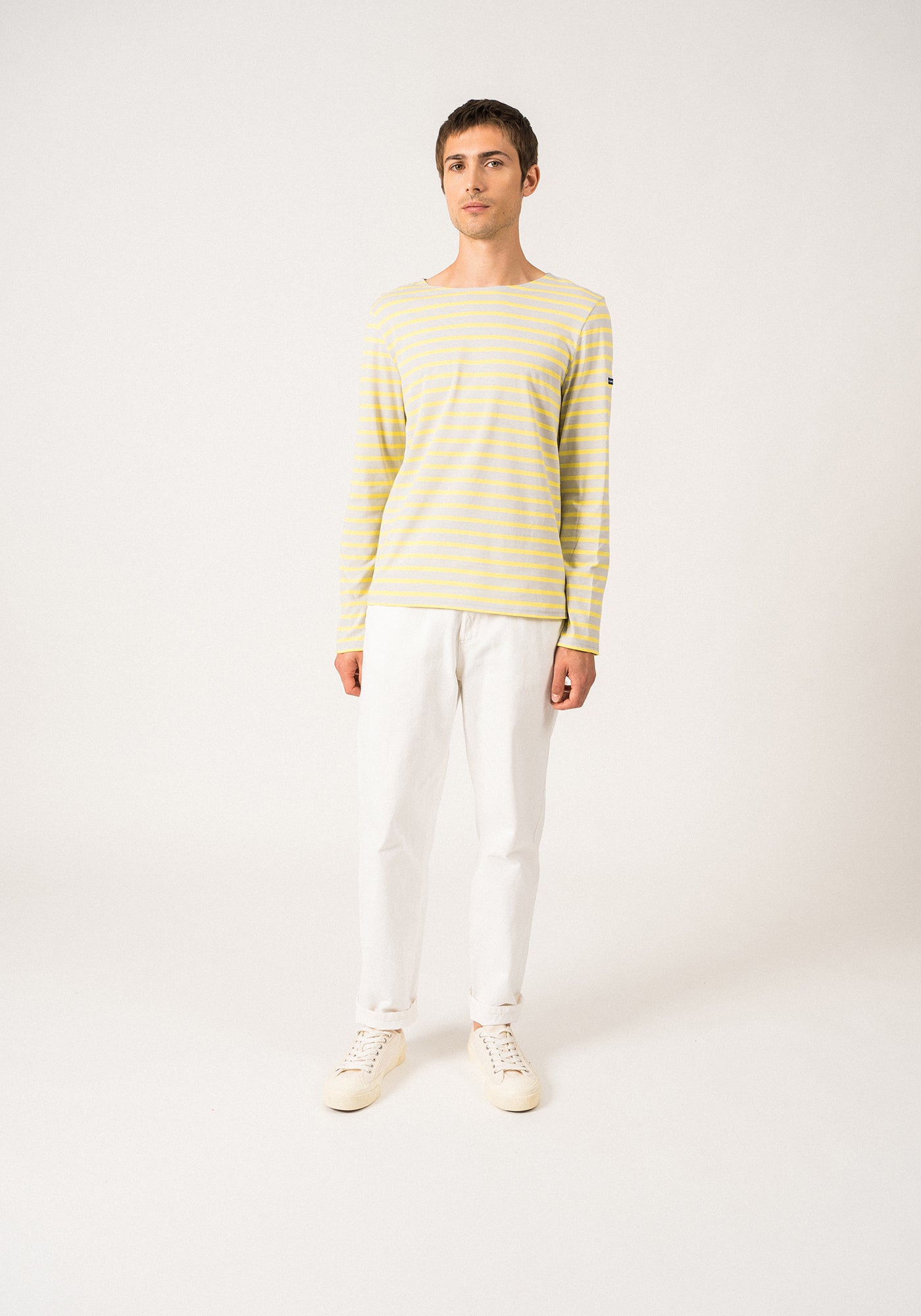 Minquiers Breton shirt (GRIS LIGHT/ACIDULE)