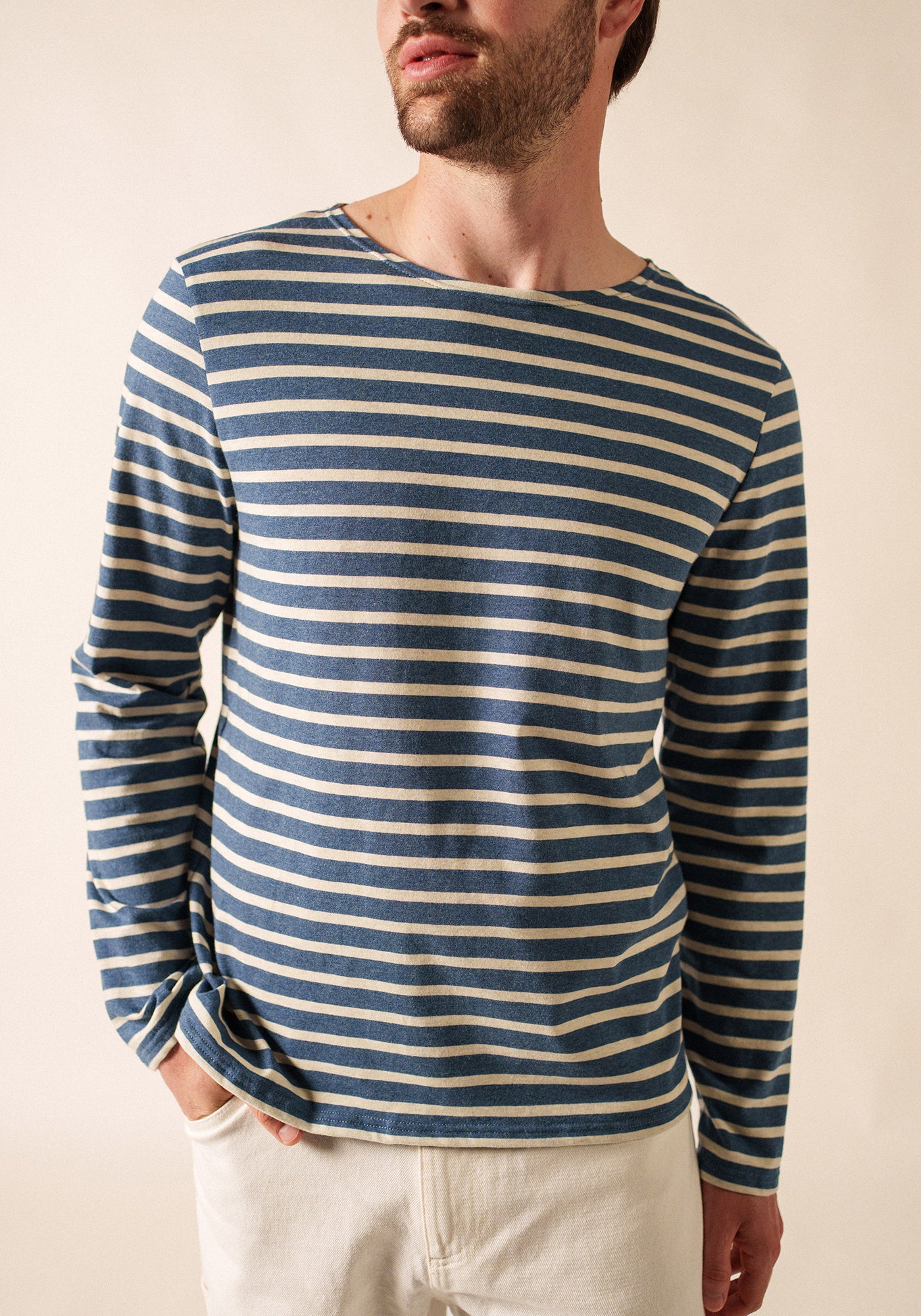Camiseta marinera Minquiers (JEAN/CHANVRE)