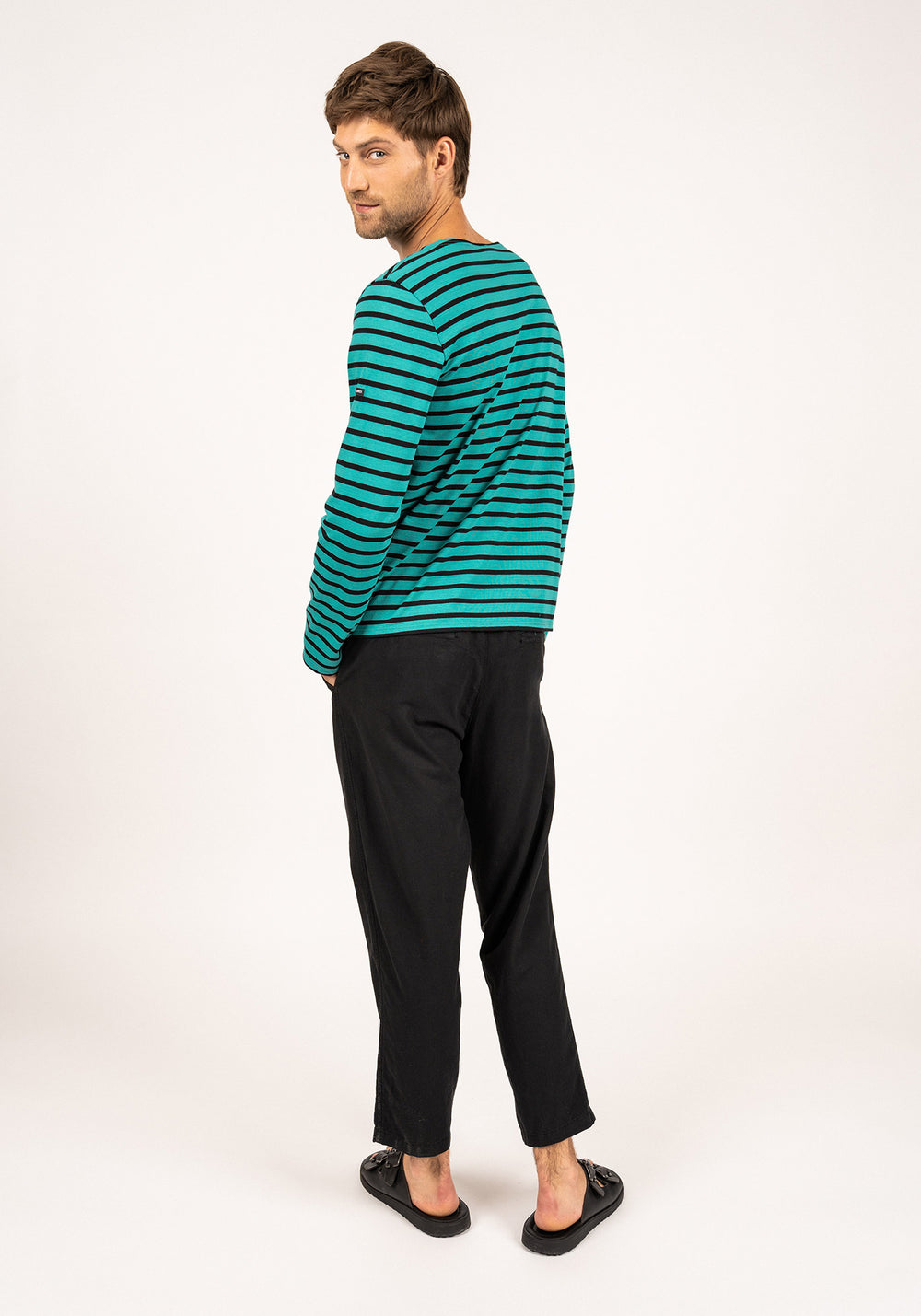 Minquiers Breton shirt (ABSINTHE/NOIR)