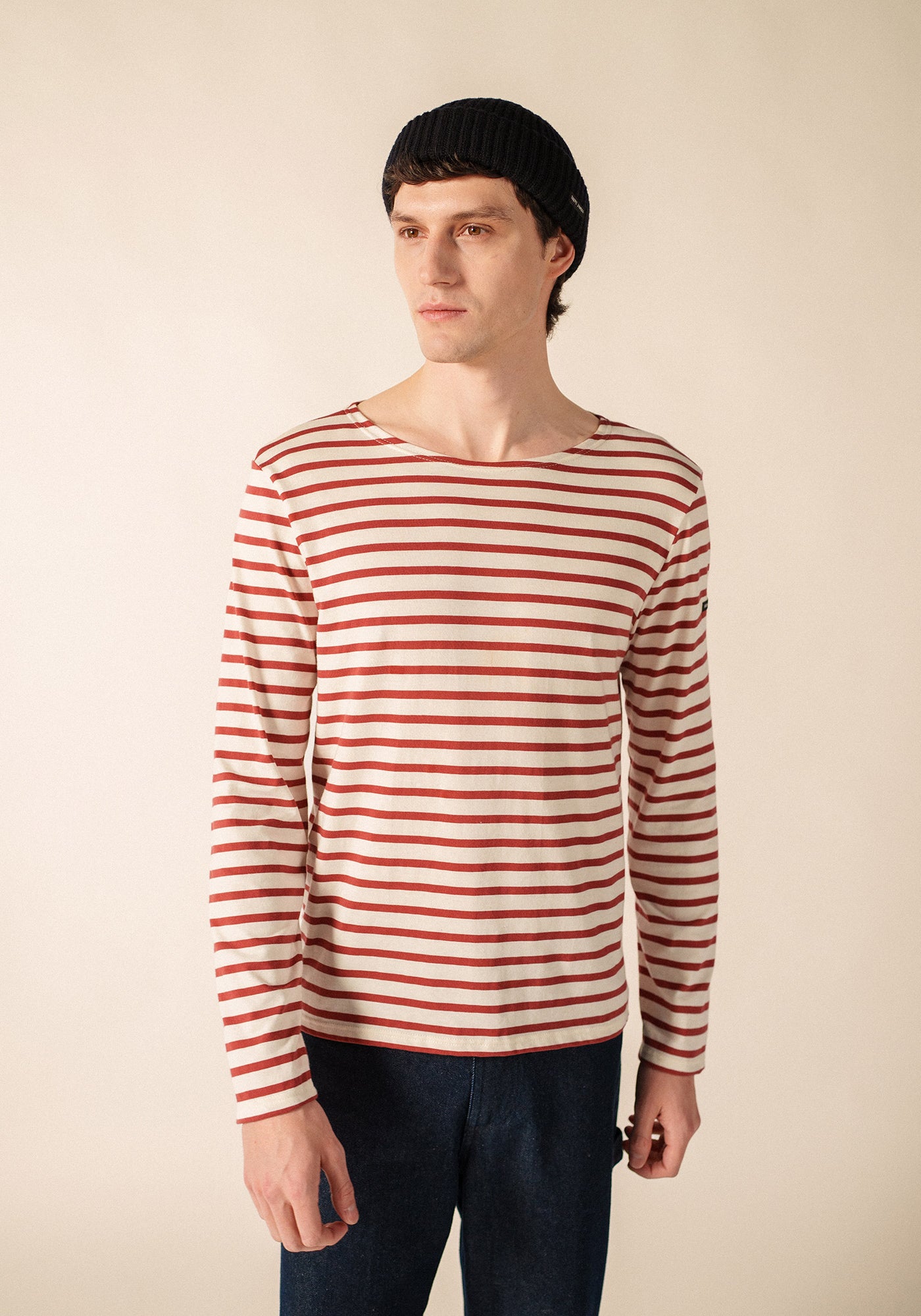 Minquiers Breton shirt (ECRU/TERRACOTTA)
