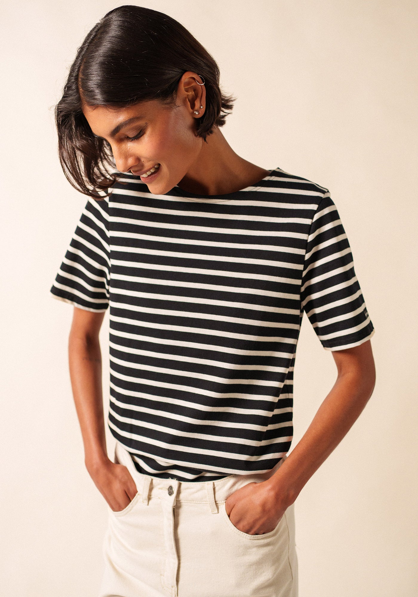 Levant Breton shirt (NOIR/ECRU)