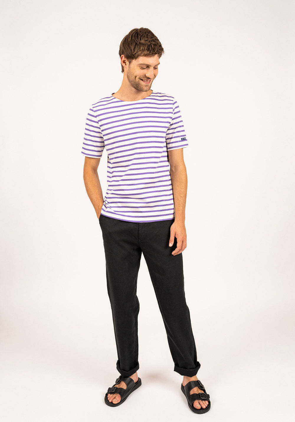 Levant Breton shirt (ECUME/VIOLET)