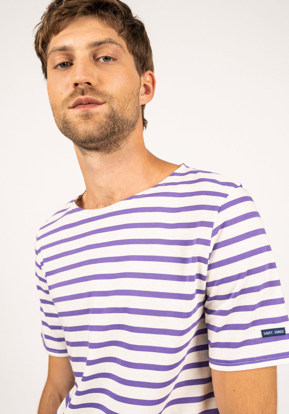 Levant Breton shirt (ECUME/VIOLET)