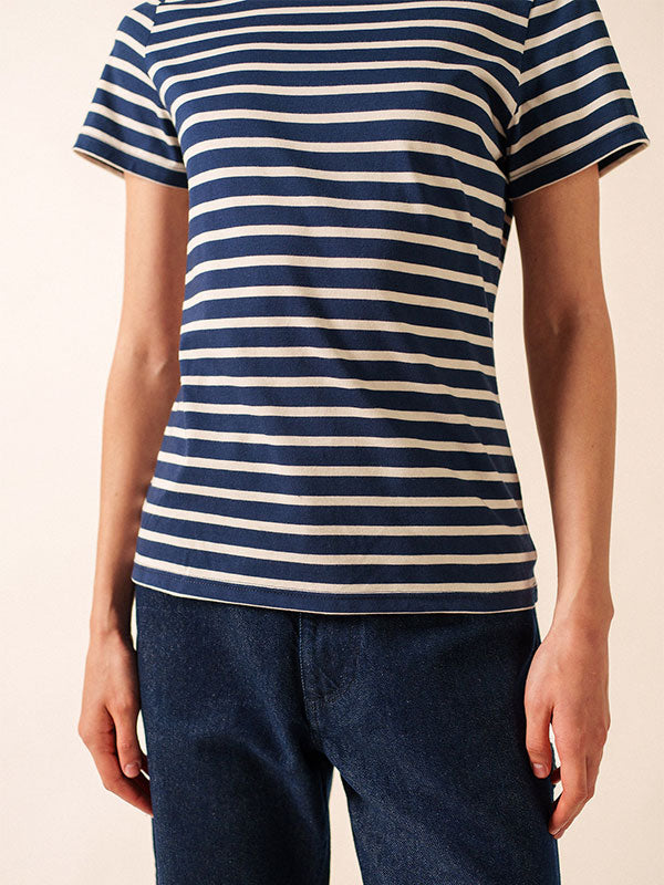 Naval woman authentic striped sailor shirt in combed cotton