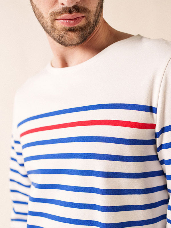 Naval authentic striped sailor shirt with contrasting stripe, in