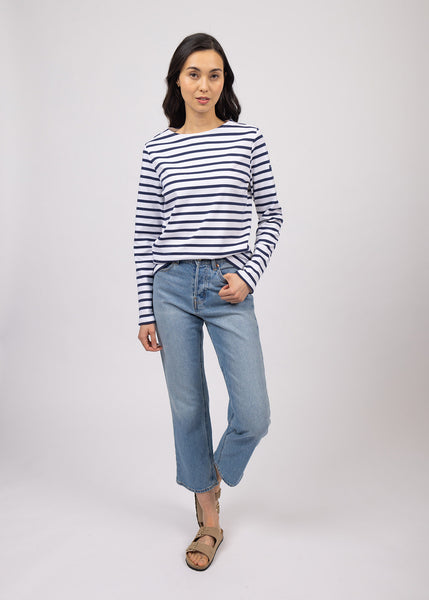 SAINT JAMES『NAVAL』 T5 NEIGE/MARINE Naval authentic striped sailor shirt in combed cotton