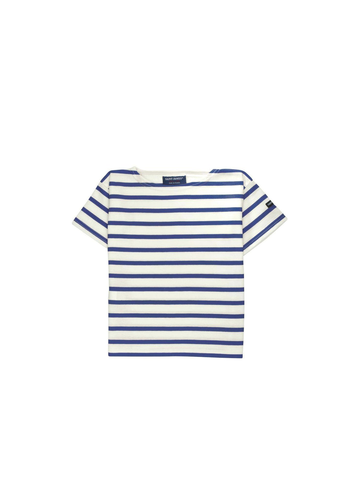 SAINT JAMES - セントジェームス Saint James VAUJANY II 8649 Ecru Marine Vaujany striped sailor shirt for kids in thick cotton jersey