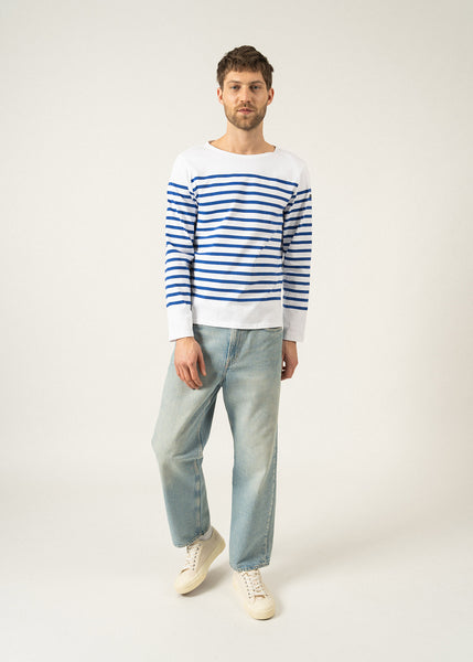 Naval authentic striped sailor shirt - in combed cotton (NEIGE/GITANE)