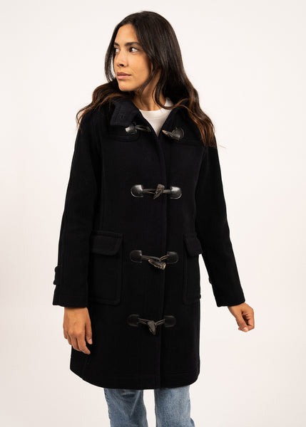 Venus classic duffle-coat in wool, with herringbone pattern