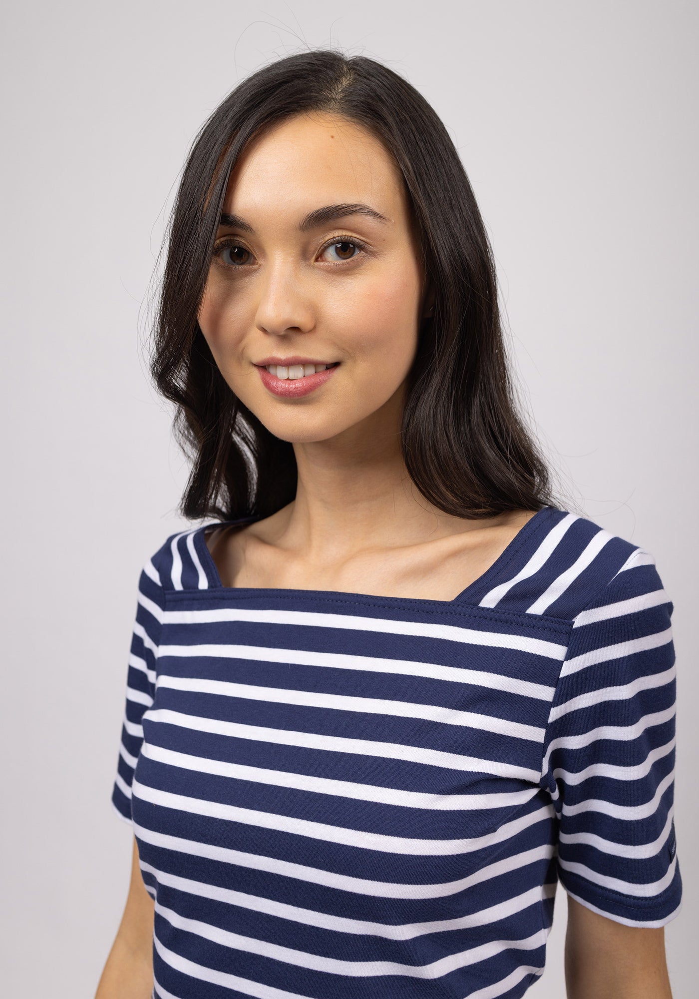 Camisa bretona de algodón Pléneuf (MARINE/NEIGE)