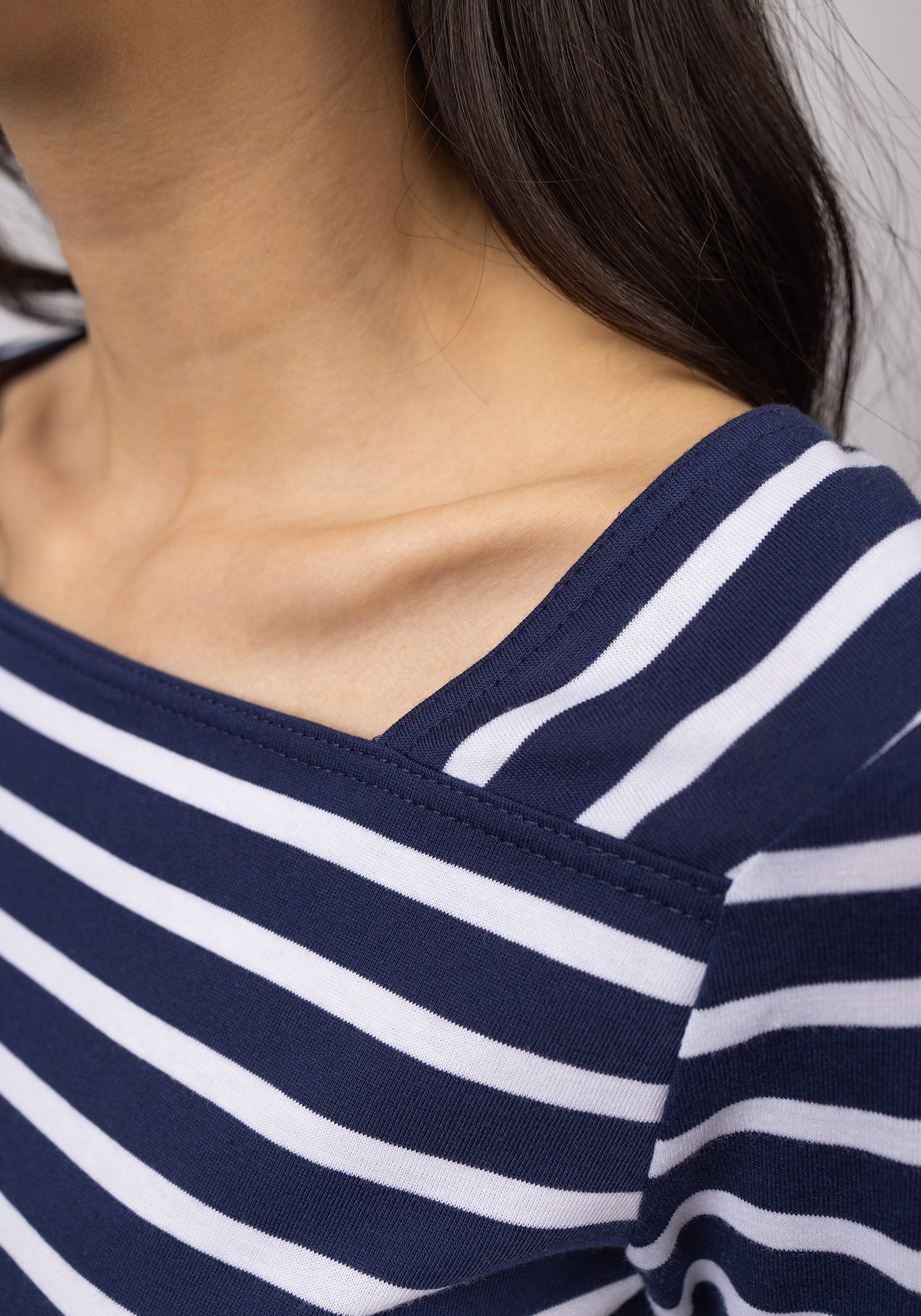 Camisa bretona de algodón Pléneuf (MARINE/NEIGE)