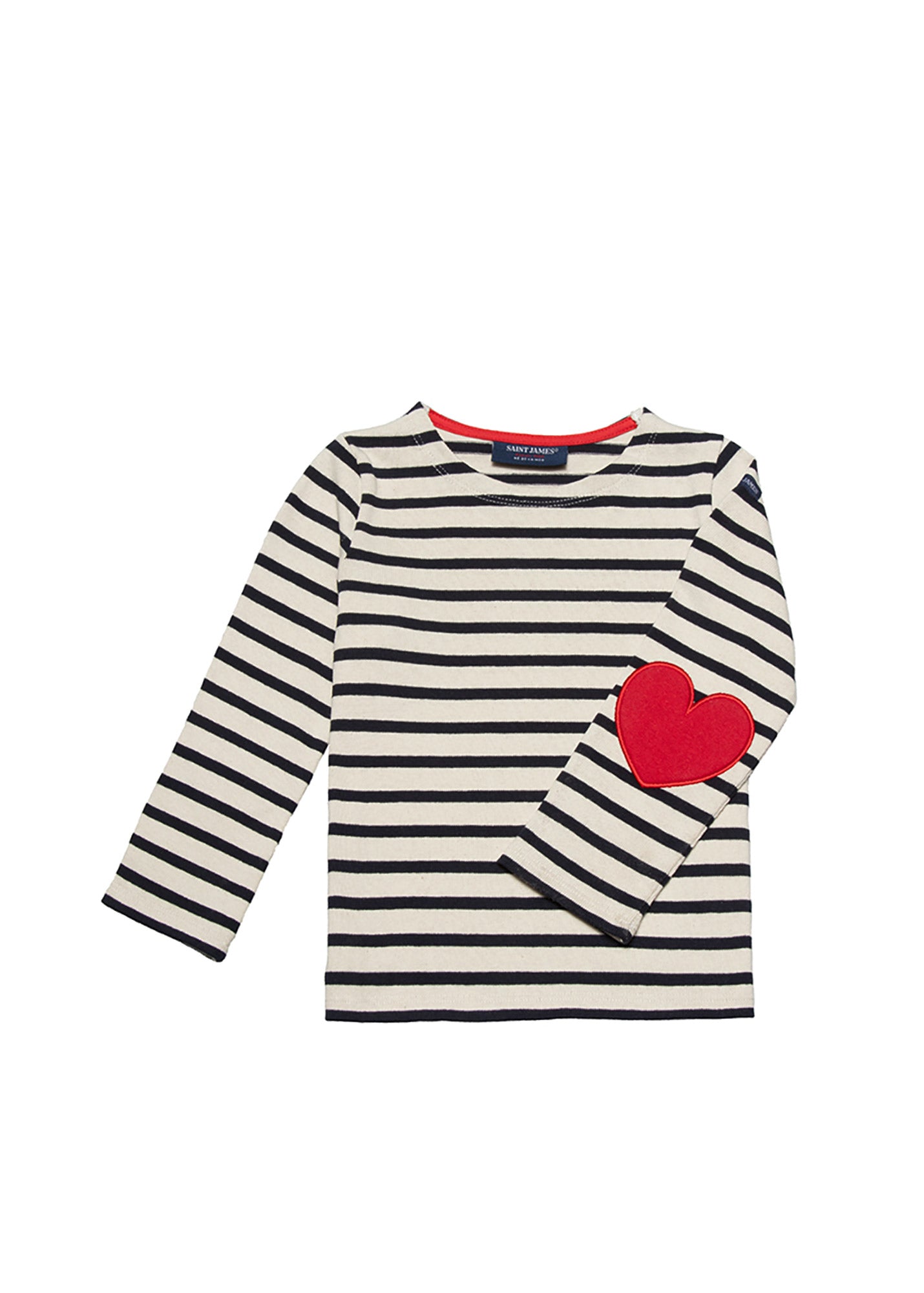 【SAINT JAMES】Vaujany U Long Sleeve T-Shirt Women's Striped Long Sleeve T-Shirt with Heart Elbow Patches