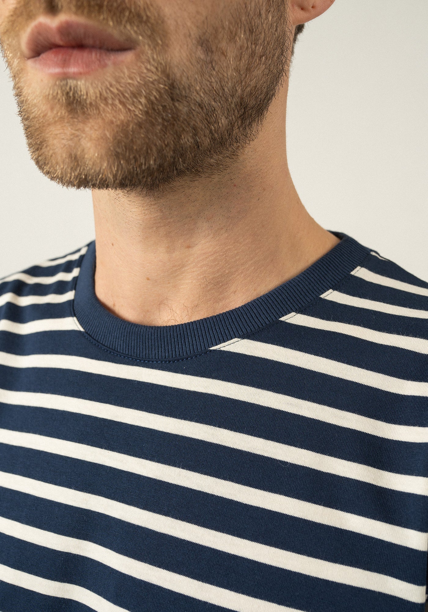 Plouider striped t-shirt - round neck, in cotton jersey (MARINE/ECRU)