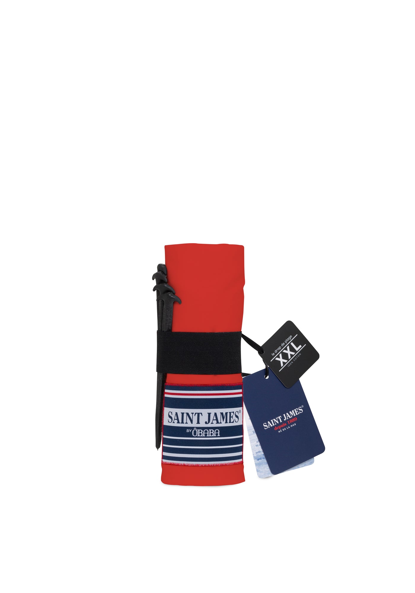 XXL beach towel in cotton - SAINT JAMES x ÔBABA (ROUGE)